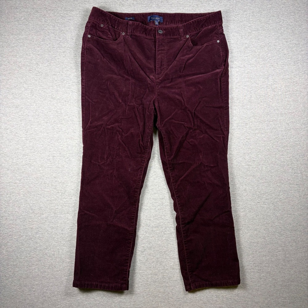 Talbots Heritage Corduroy Pants Womens 16 Burgundy Straight Leg Casual Pockets